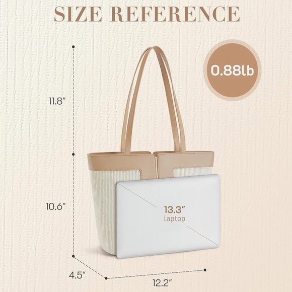 *New* Quilted Shoulder Bag/Tote Bag W/ Zipper - Tan and Beige - Picture 2 of 7